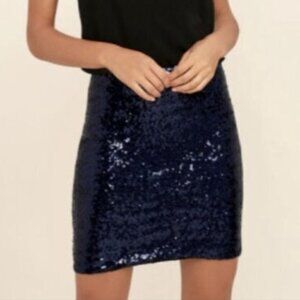 Joie Sequin Mini Skirt Navy Blue L NWOT NEW